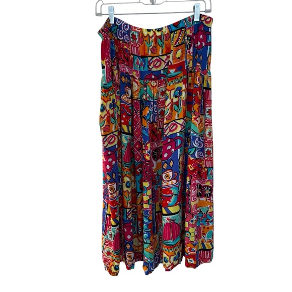 Clio II Multicolor Vintage Colorful  Midi Swing Skirt Size 1X - Picture 2 of 5